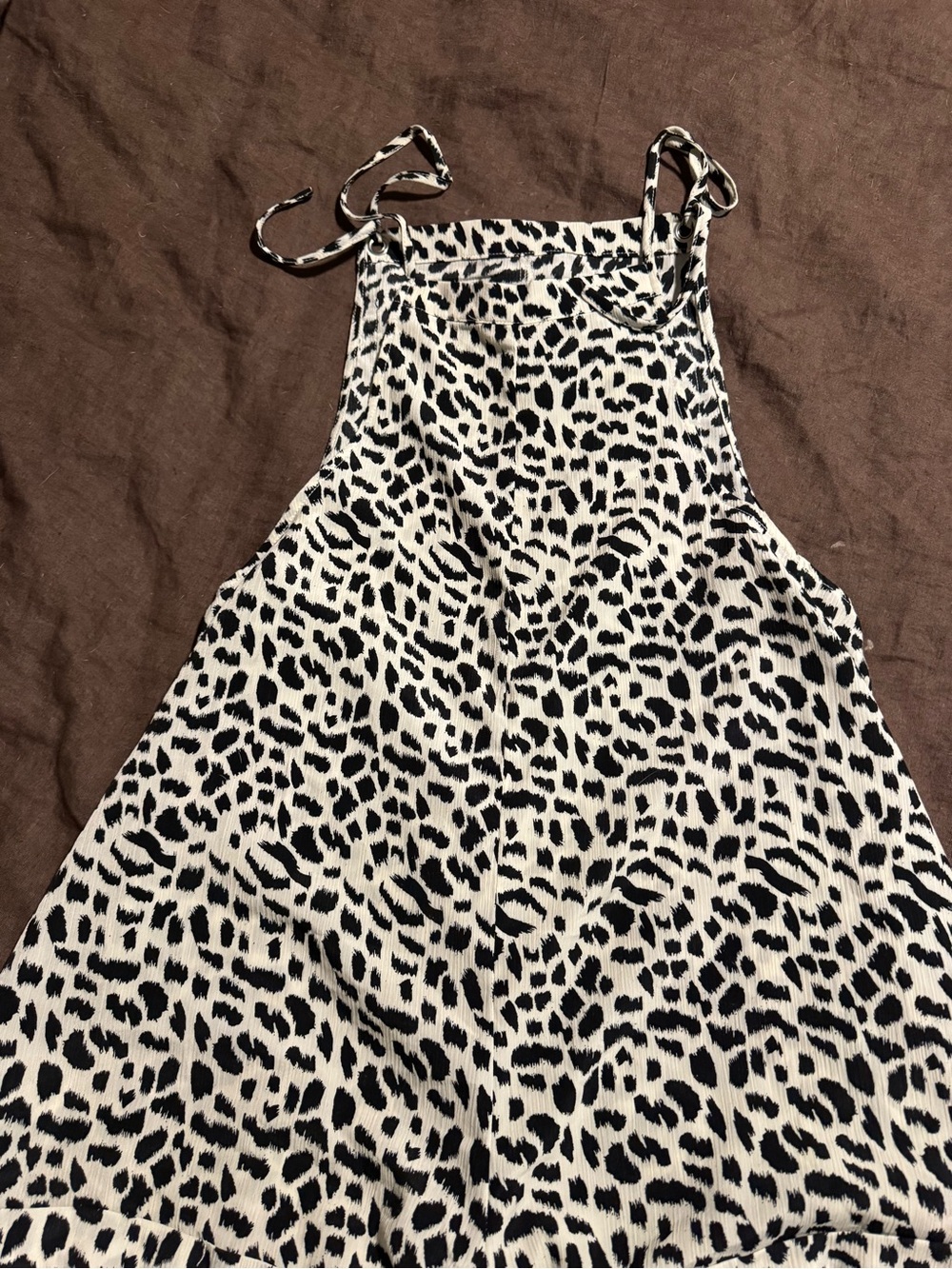 Sleeveless Black & White Animal Print Jumpsuit Romper